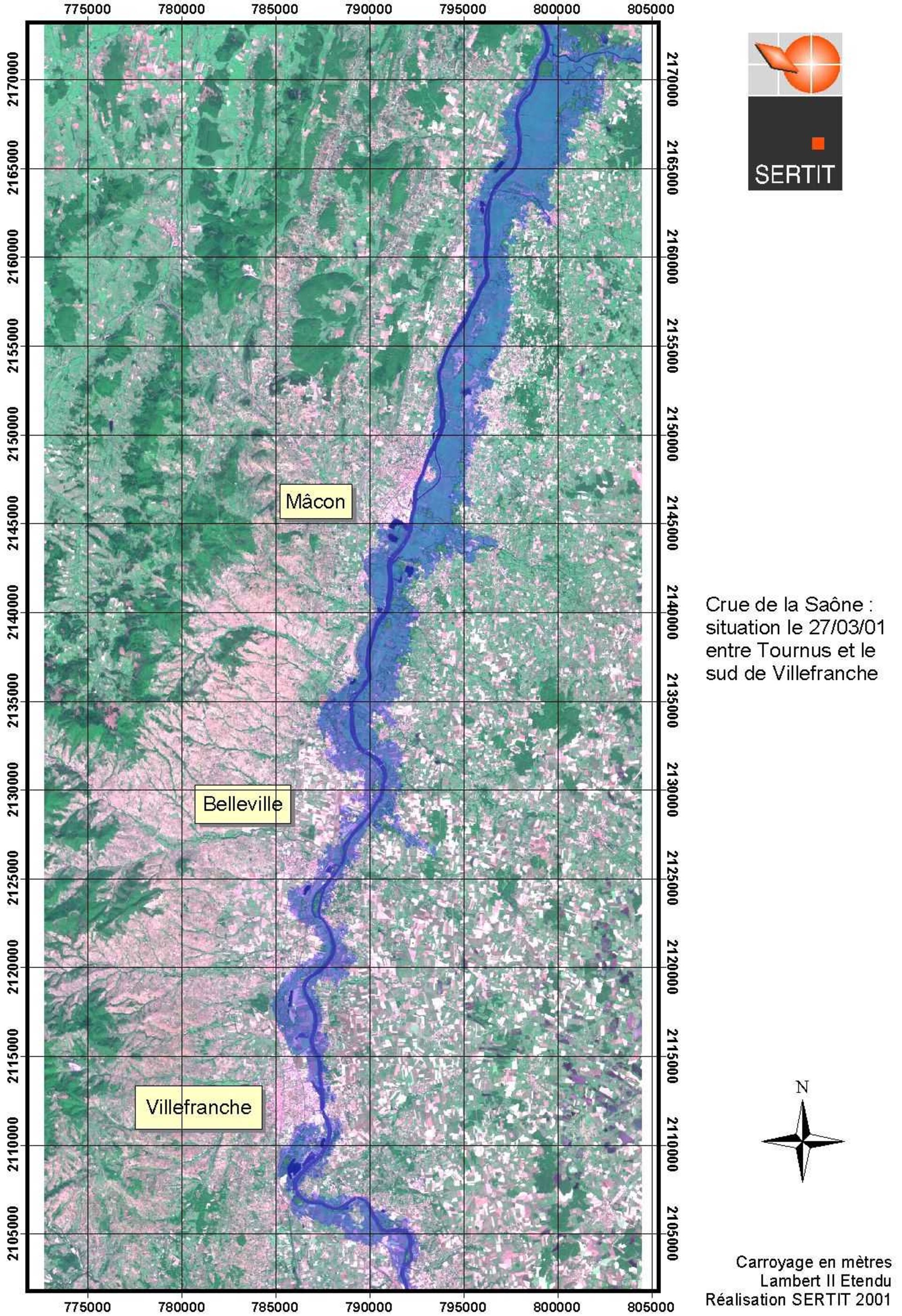 La Saone "Crue"  between Tournus and Southern Villafranche