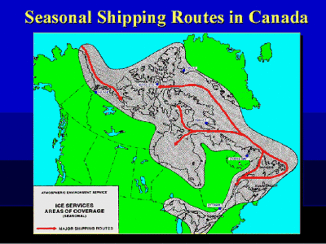 Seasonal shipping routes in Canada