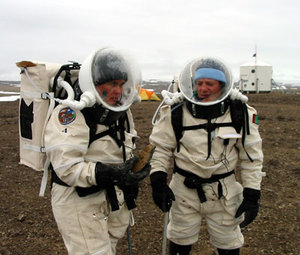 Katy and Vladimir in EVA suits