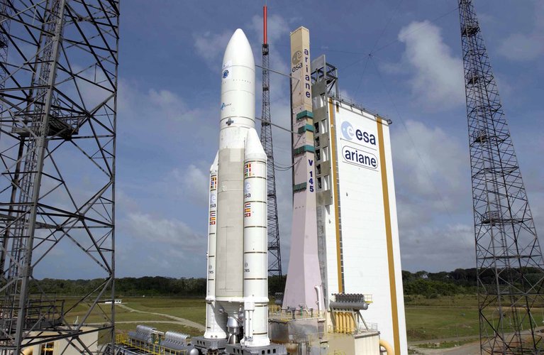 Ariane 5 with Envisat on the launch pad
