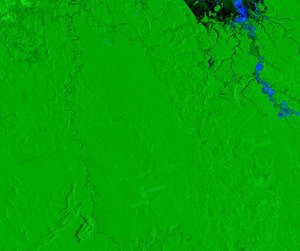 Satellite image showing deforestation in North West Brasil