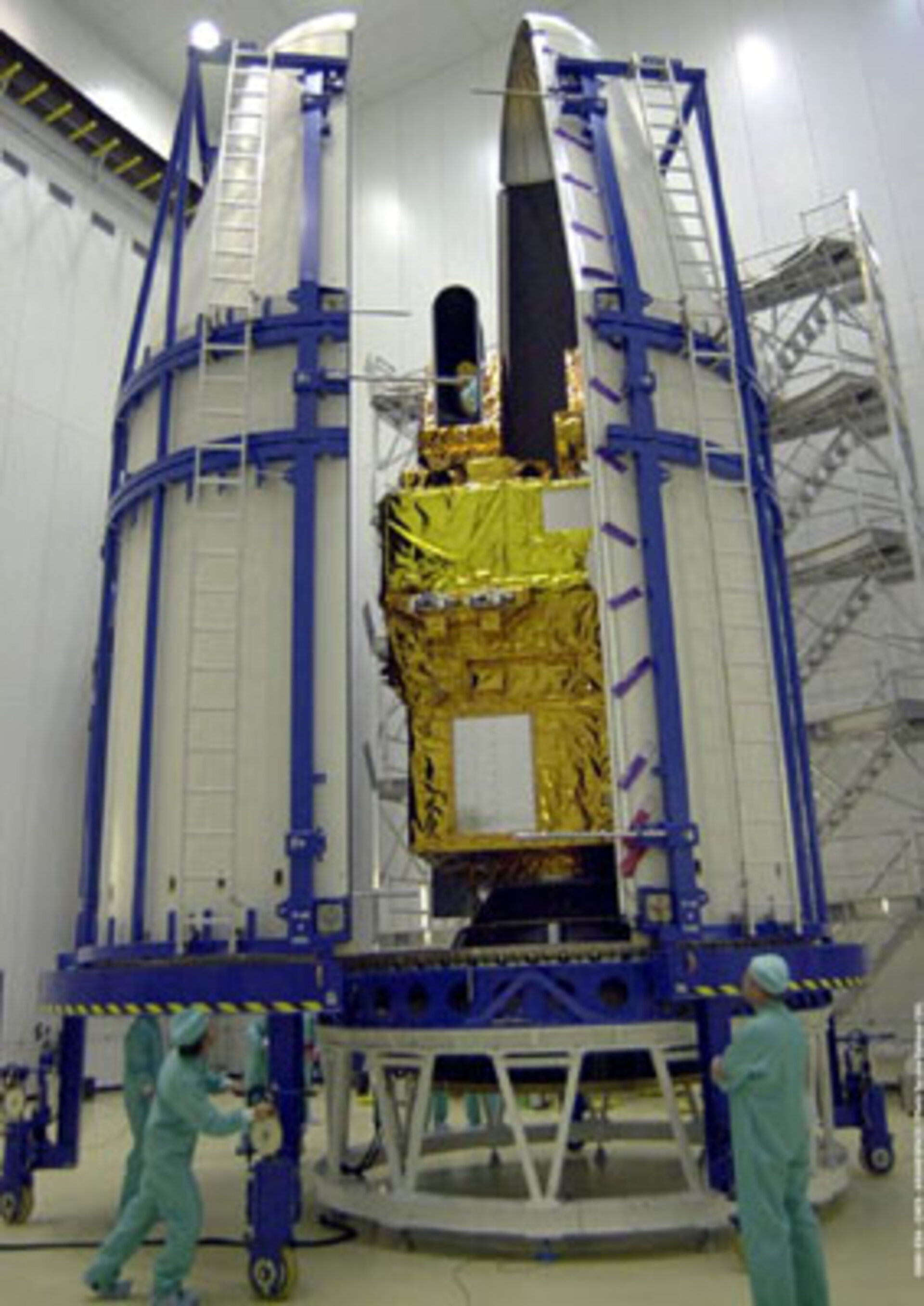 Flight 151 - Spot satellite being put into the fairing