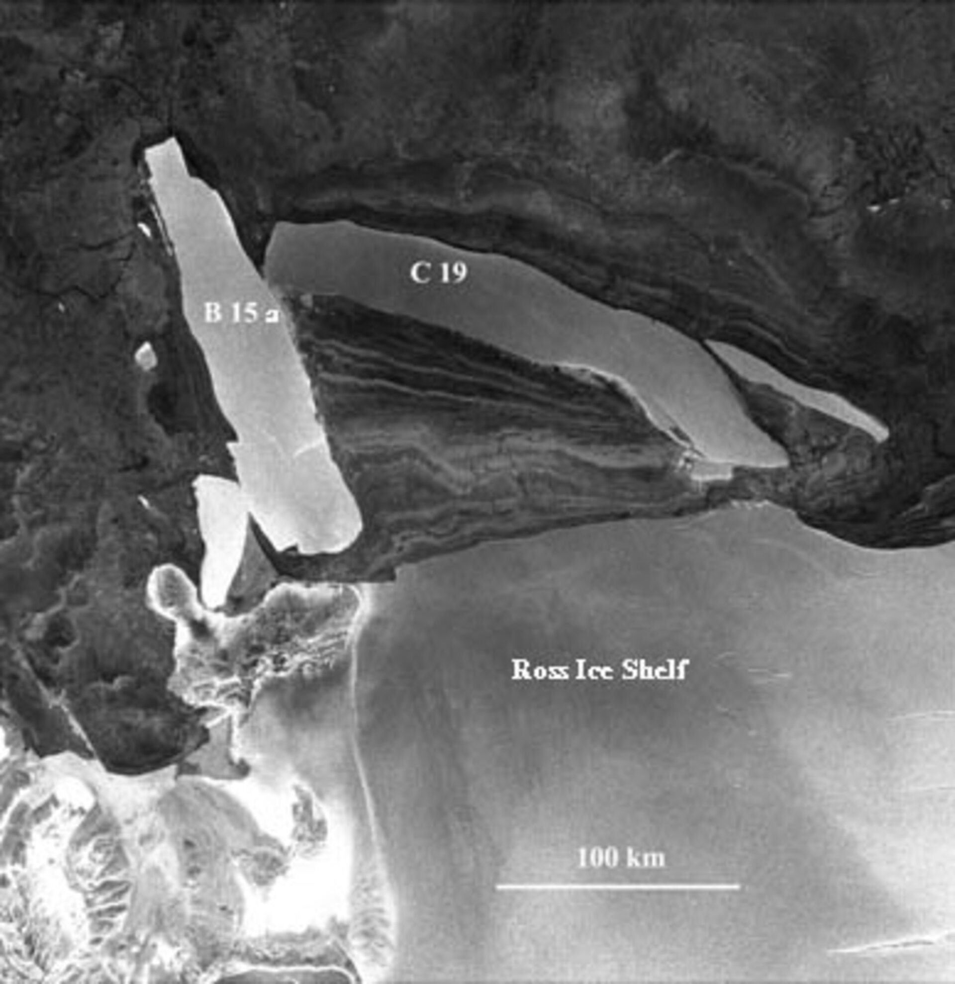 O Iceberg C-19 a 18 de Julho de 2002