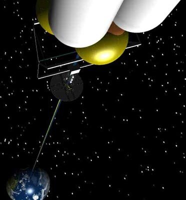 Blick vom Weltraumlift zur Erde