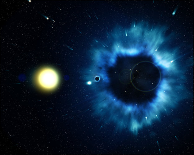 Artist's impression of GRO JI655-40, a black hole and companion yellow star