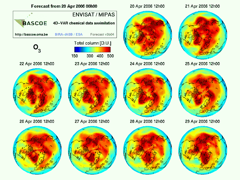 BASCOE kann für 10 Tage die globale Ozonkonzentration vorhersagen