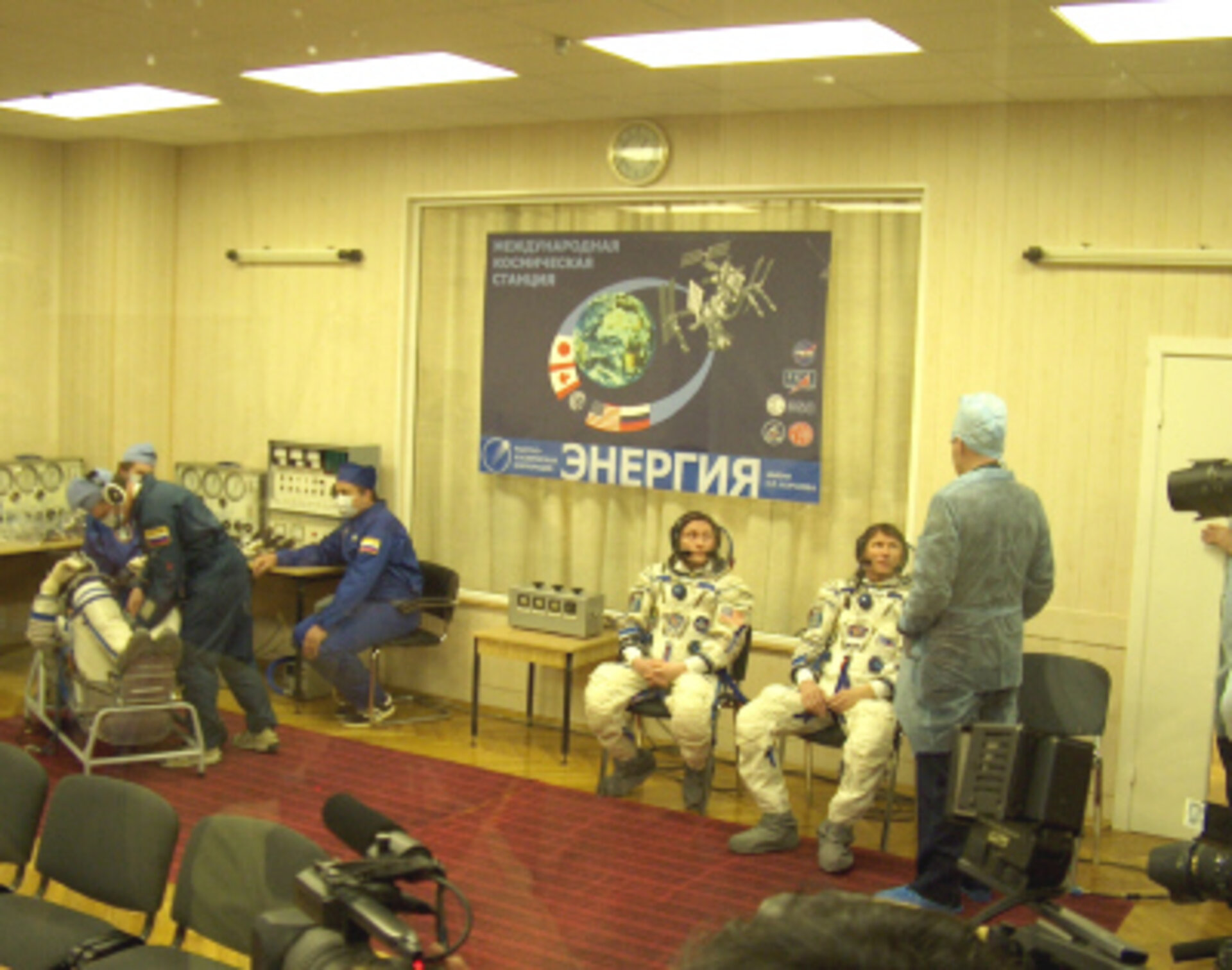 Checking out of cosmonaut space suits