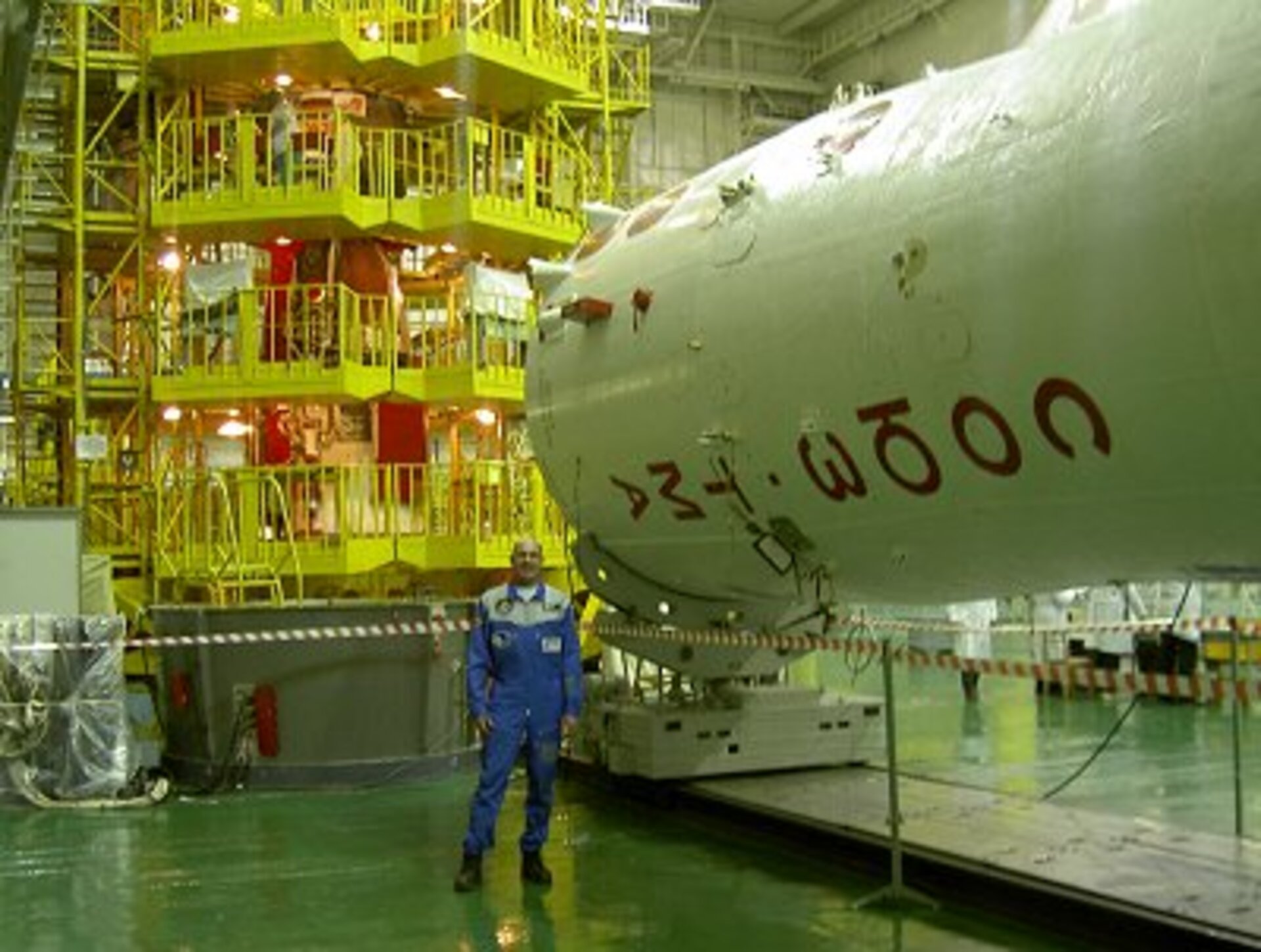 Next to the rocket fairing