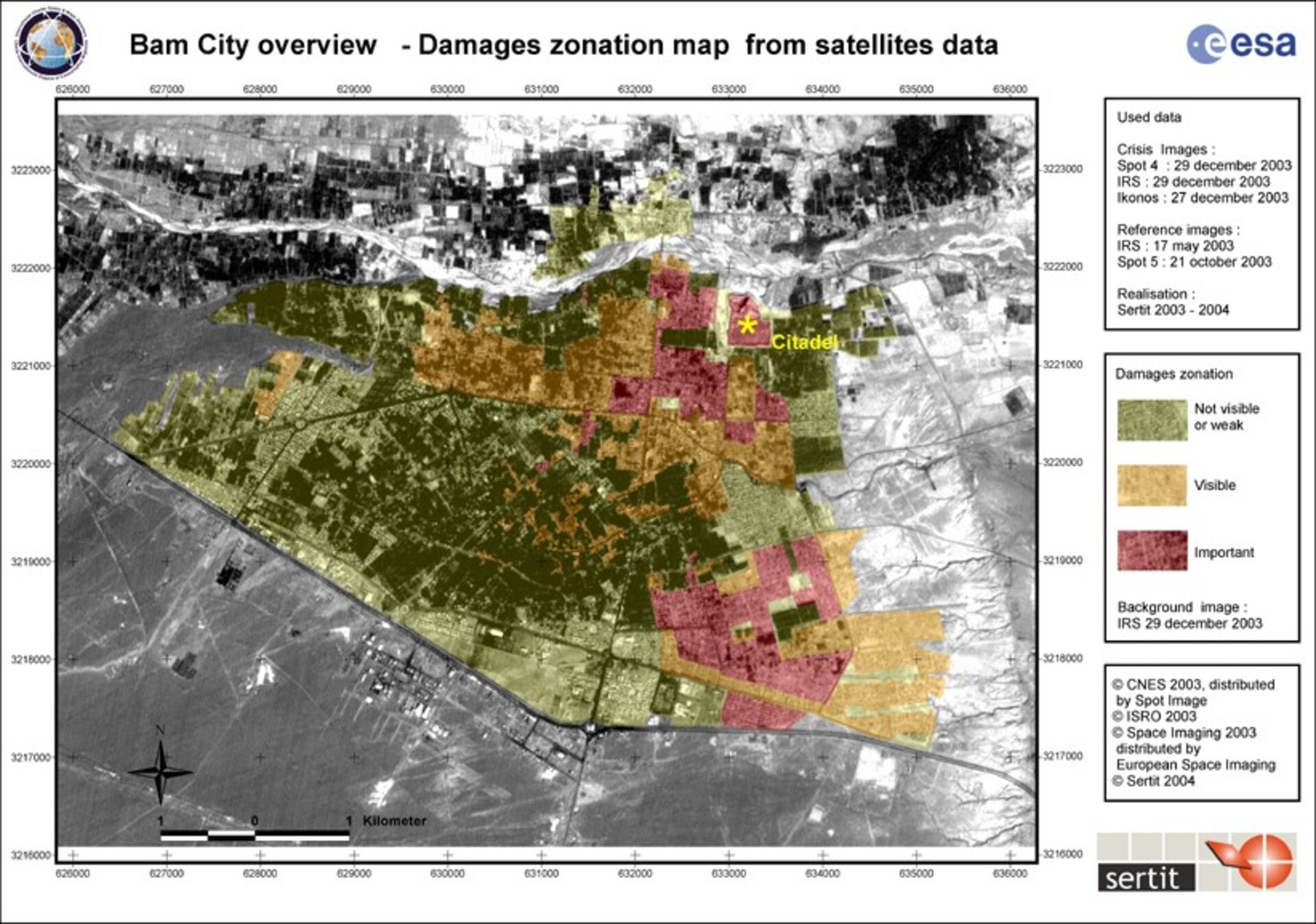 Charter map of Bam earthquake damage