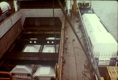 Embarquement du lanceur Ariane L01 au Havre