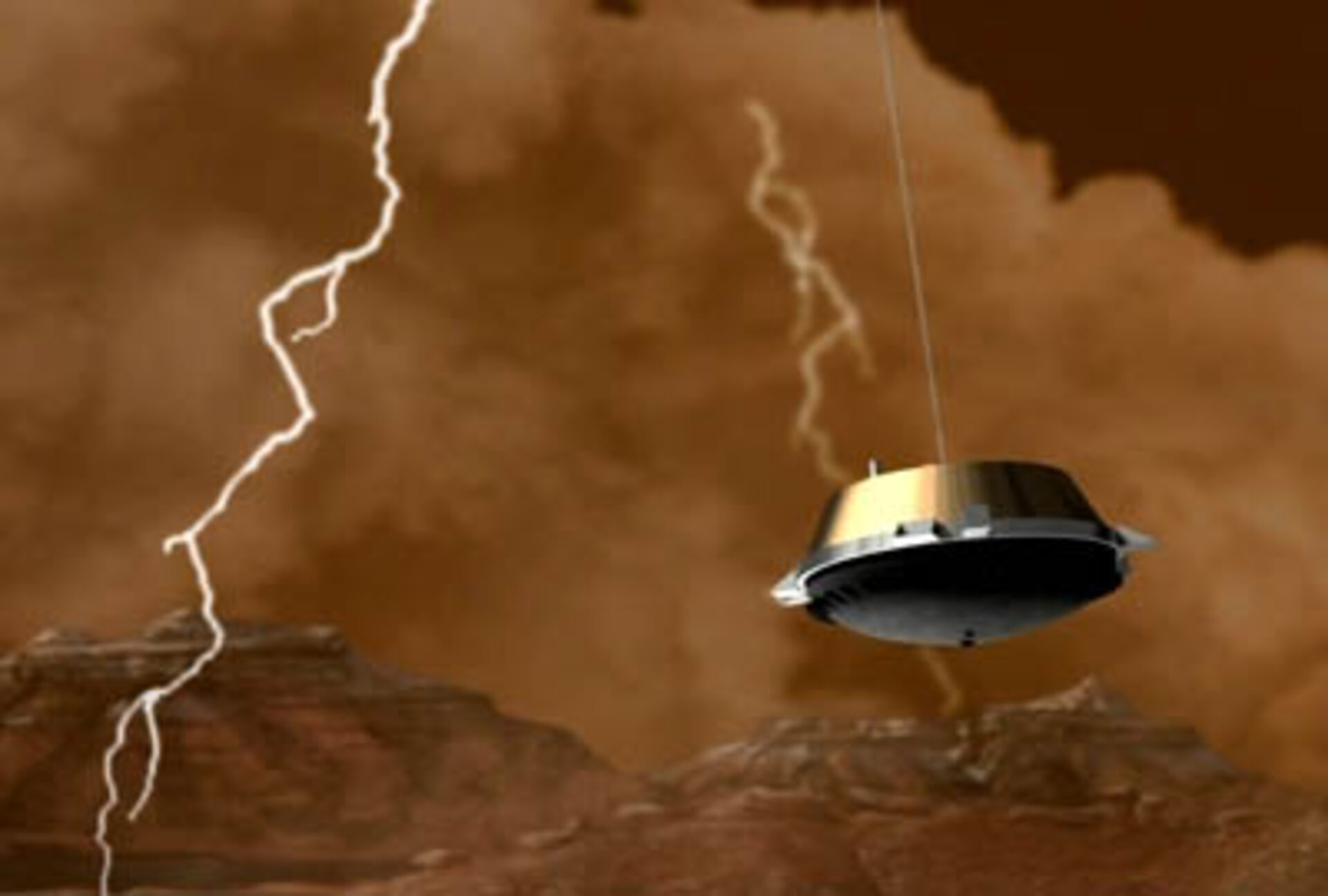 Huygens probe descending through Titan's atmosphere