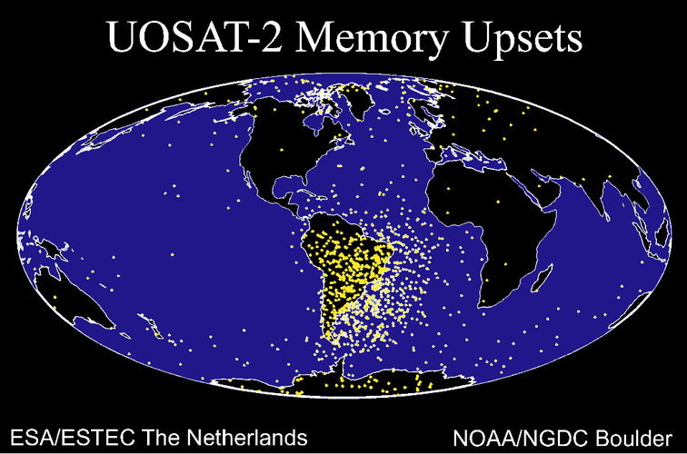 Spacecraft faults: more common over the South Atlantic