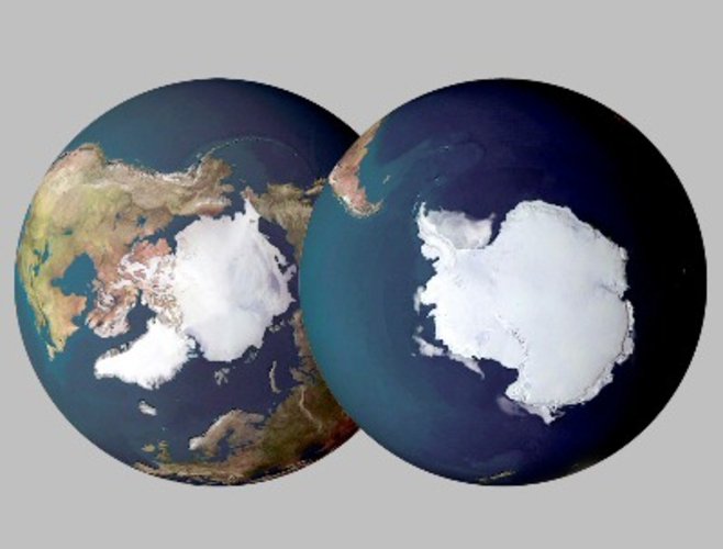 Typical Arctic summer and Antarctic summer ice cover