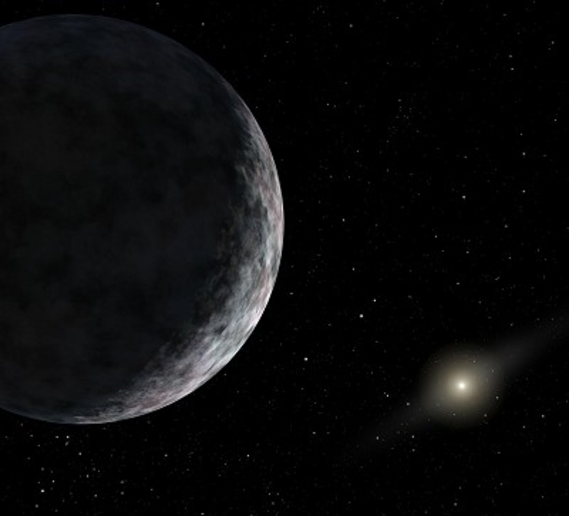 Så här kan utsikten se ut från en punkt nära 2003 UB313 in mot den  avlägsna solen