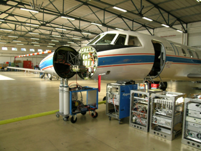 The Falcon aricraft being prepared for the A2D test flight