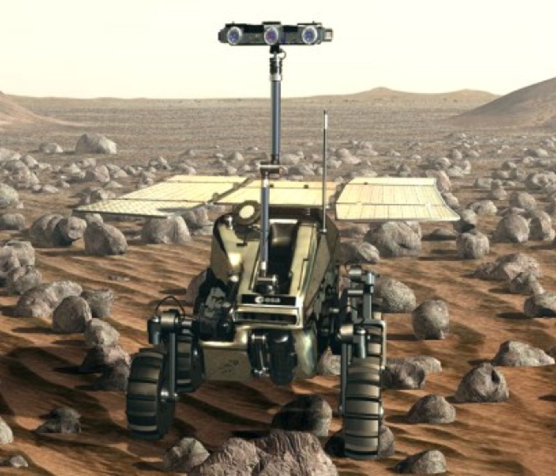 Illustration af ExoMars' rover, der - måske - vil få dansk vindmåler ombord.