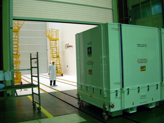 GIOVE-A being moved to the Upper Composite Integration Facility