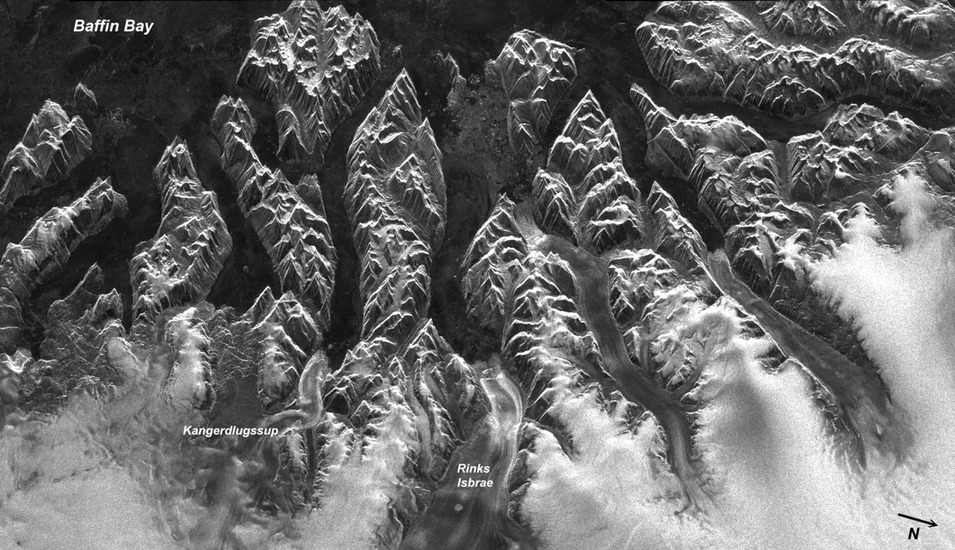 Envisat image of Rinks Isbrae glacier, Greenland