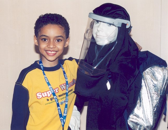 Alex with ESA's prototype UV-protection suit