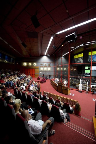 Public during a presentation by Jean-François Clervoy at the Guiana Space Centre