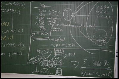 Harte Arbeit an Computer und Tafel...