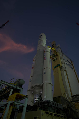 Ariane 5 enclosing Herschel and Planck at launch pad