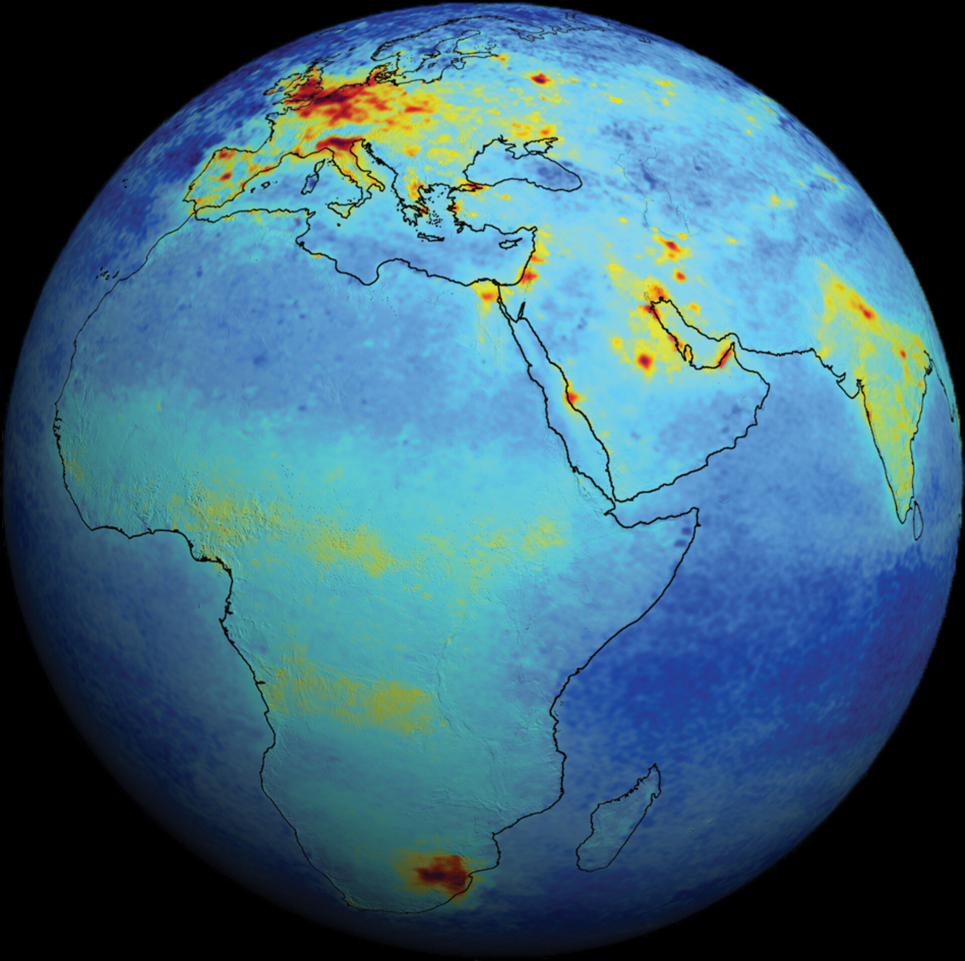 Average NO2 measured by SCIAMACHY