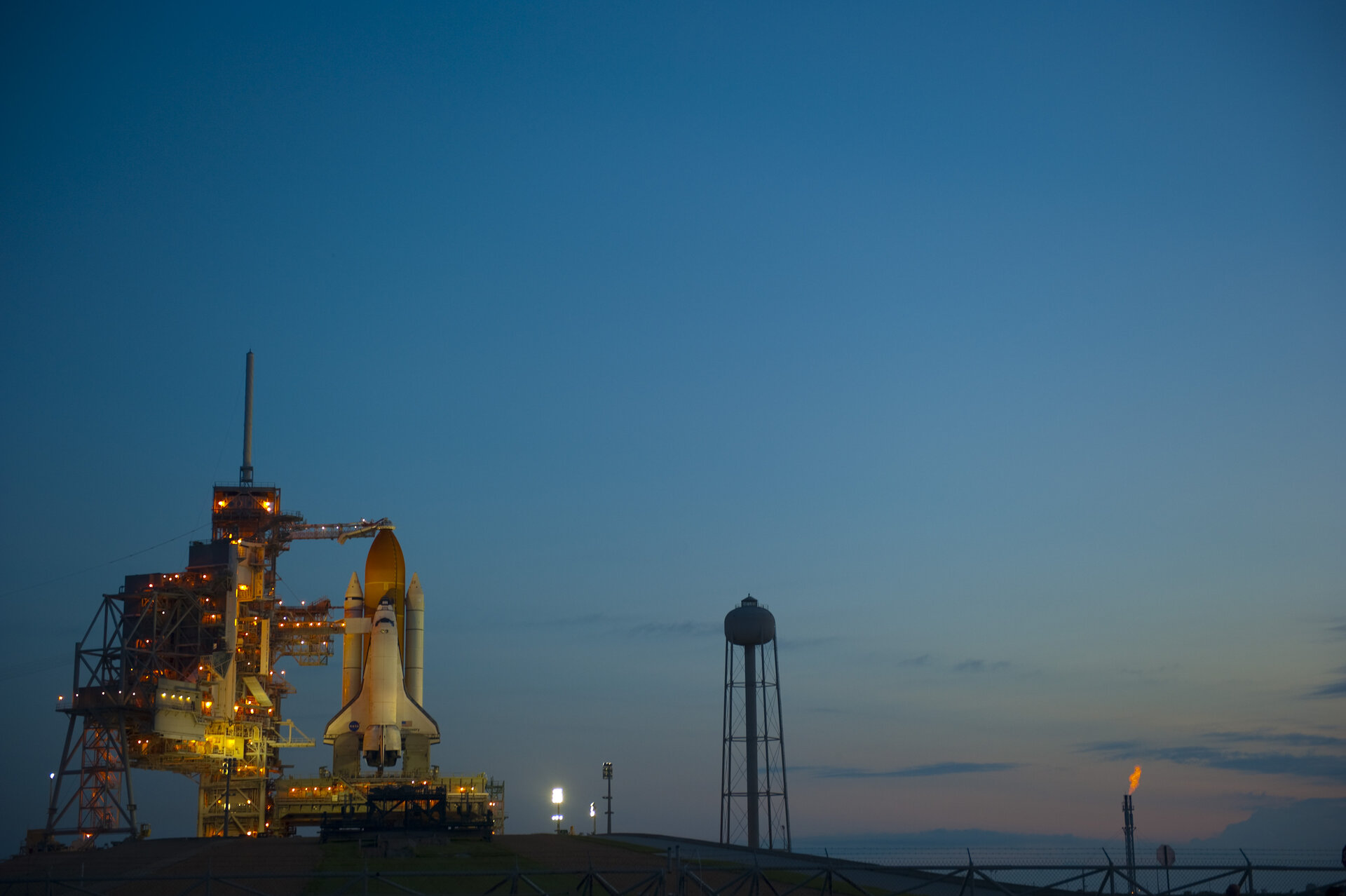 Space Shuttle Discovery on the launch pad