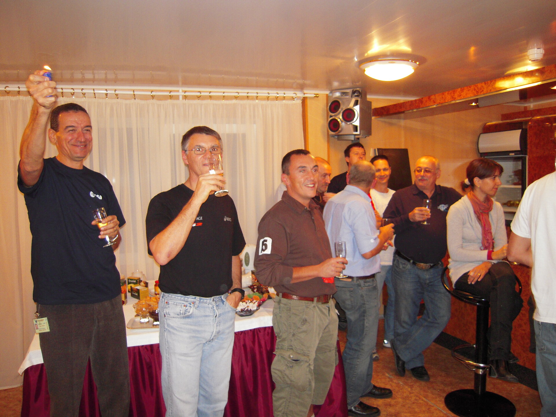 Celebration after unloading at Plesetsk