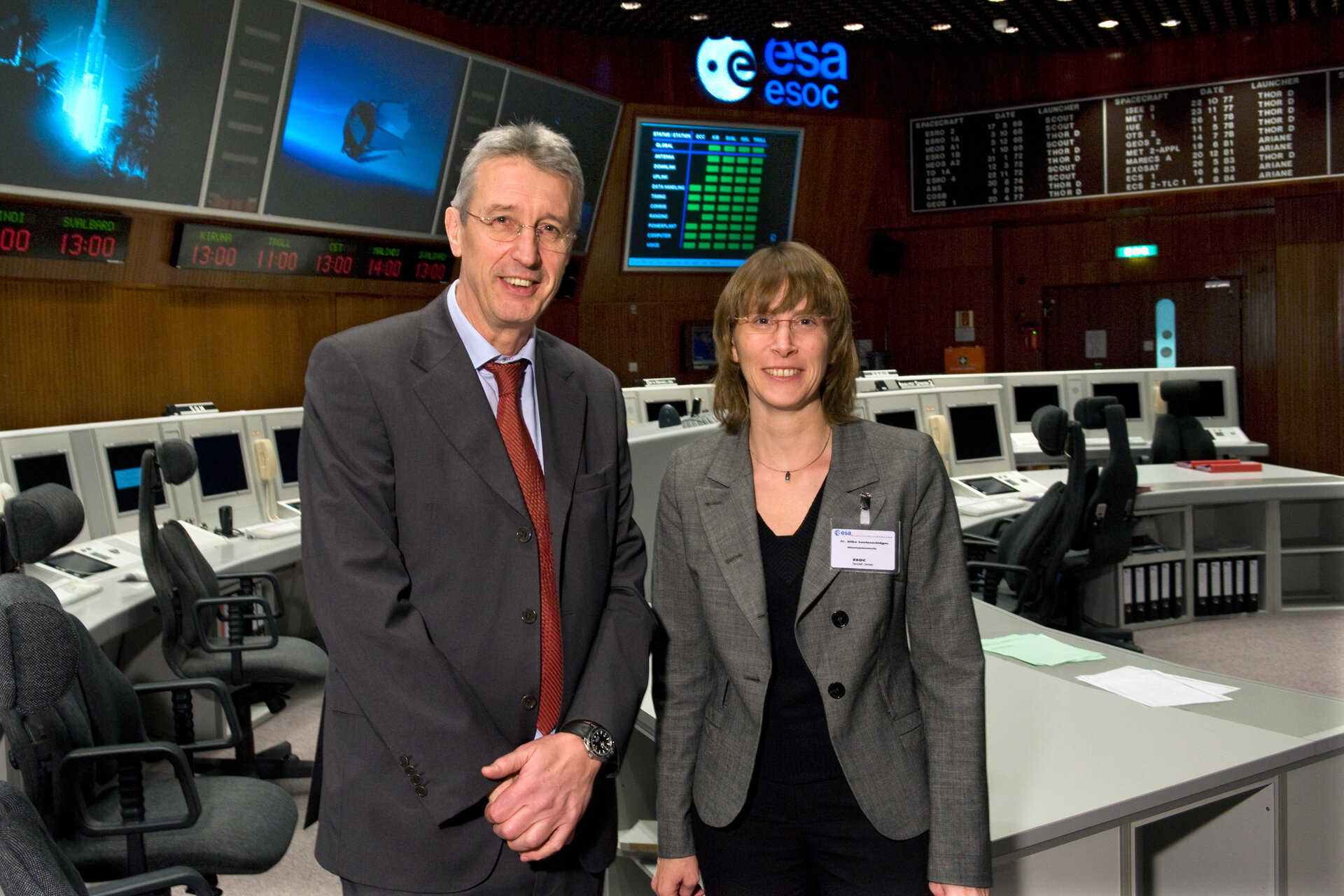 G. Winters und Ministerin S. Lautenschläger im ESOC