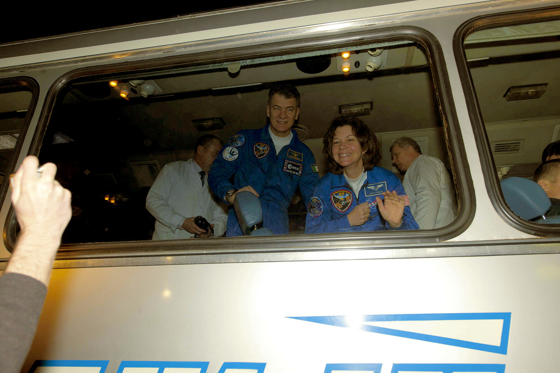 TMA-20 crew leaving the Cosmonaut Hotel