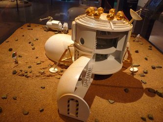 Maquette van een ruimtebasis op Mars