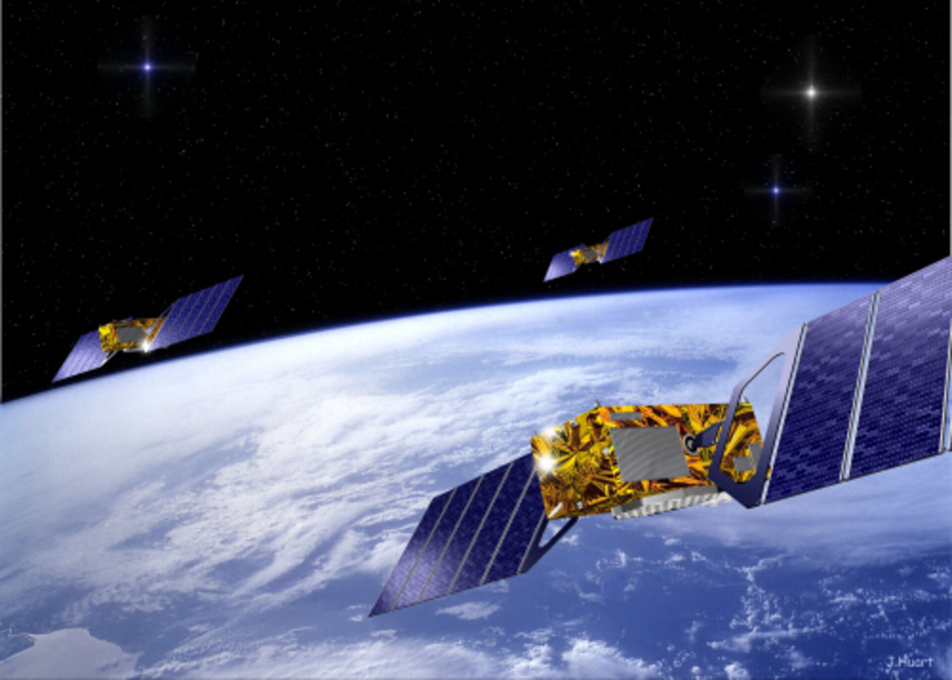 Galileo In-Orbit Validation satellites in their orbits