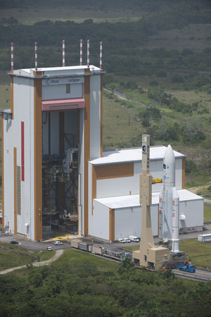Ariane 5 with ATV Edoardo Amaldi transfer to launch pad