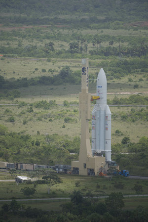 Ariane 5 VA 213 during transfer from BAF to the launch pad