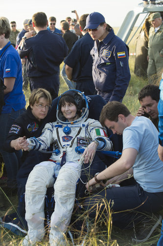 Samantha back on Earth