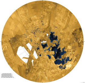 Titan’s north polar lakes and seas