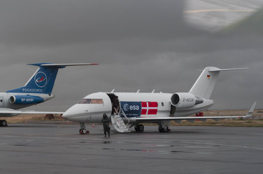 The plane ready to carry Andreas from Astana's airport to Cologne in Germany
