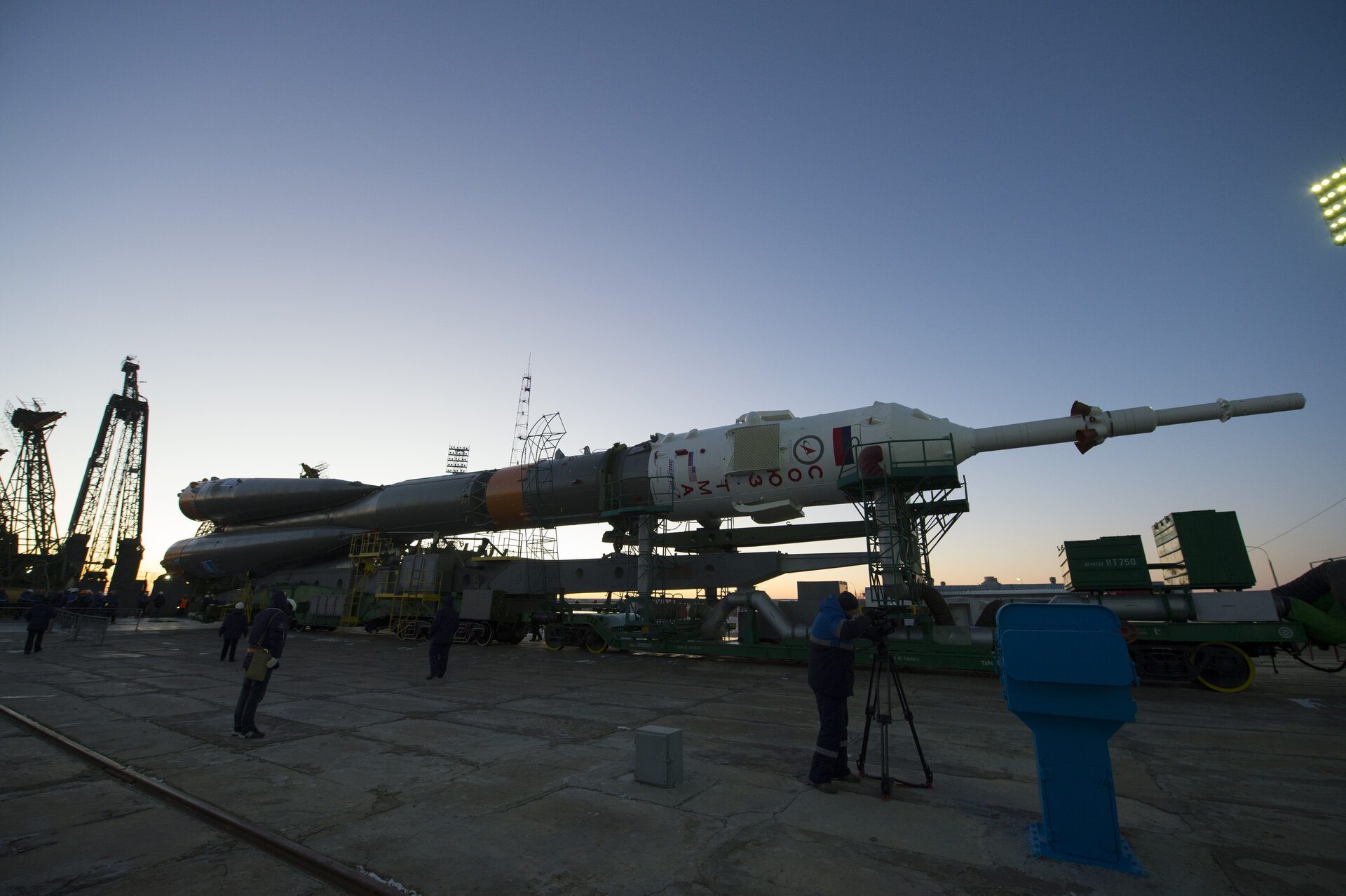 Soyuz TMA-19M spacecraft roll out