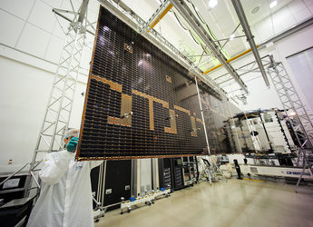 SmallGEO AG1: solar panel deployed for testing at IABG