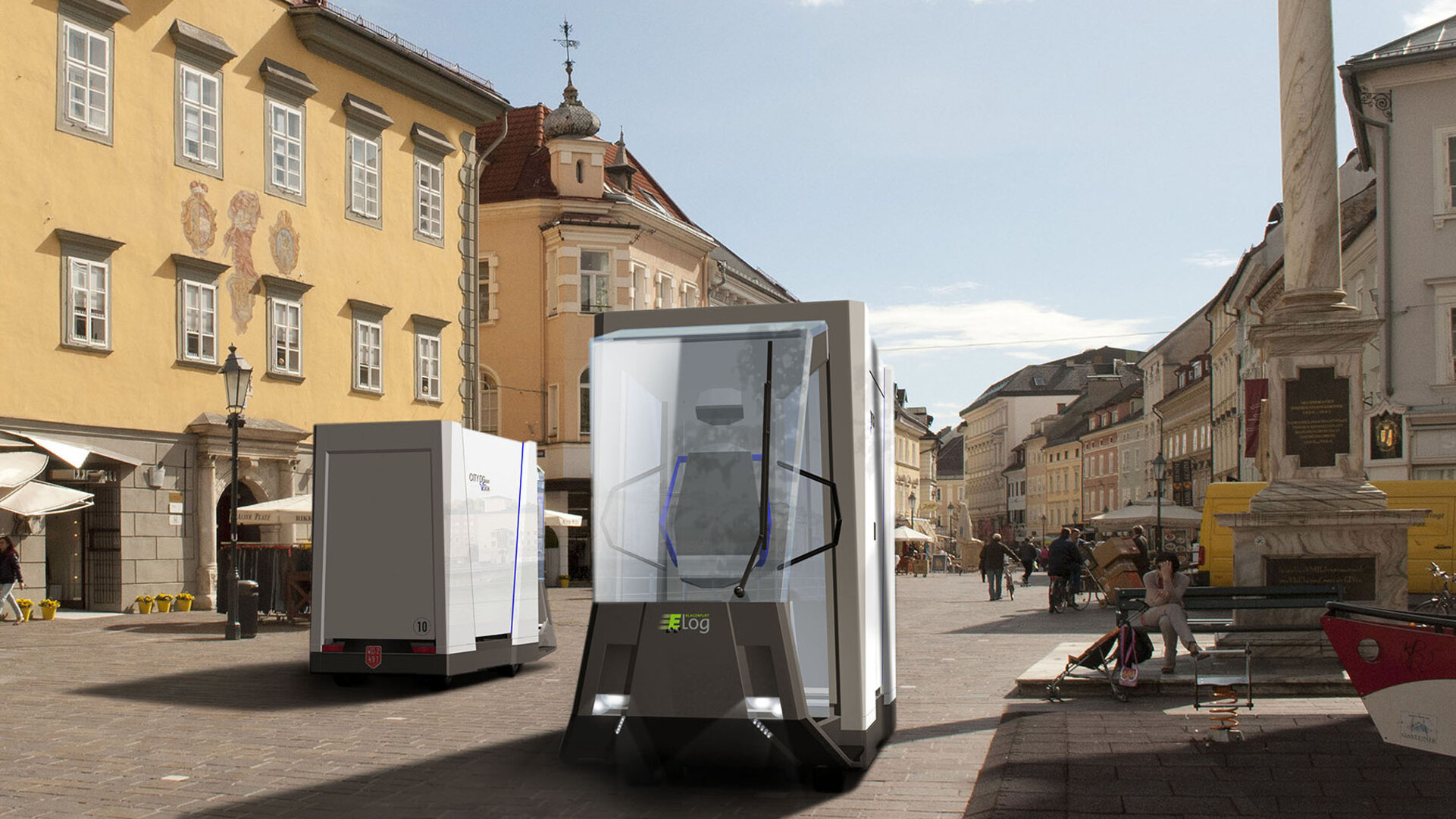 Illustration des geplanten Brennstoffzellenfahrzeugs Citylog EMF beim Betrieb in Klagenfurt 