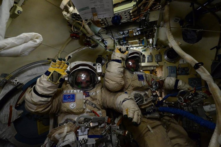 Yuri and Sergei before spacewalk