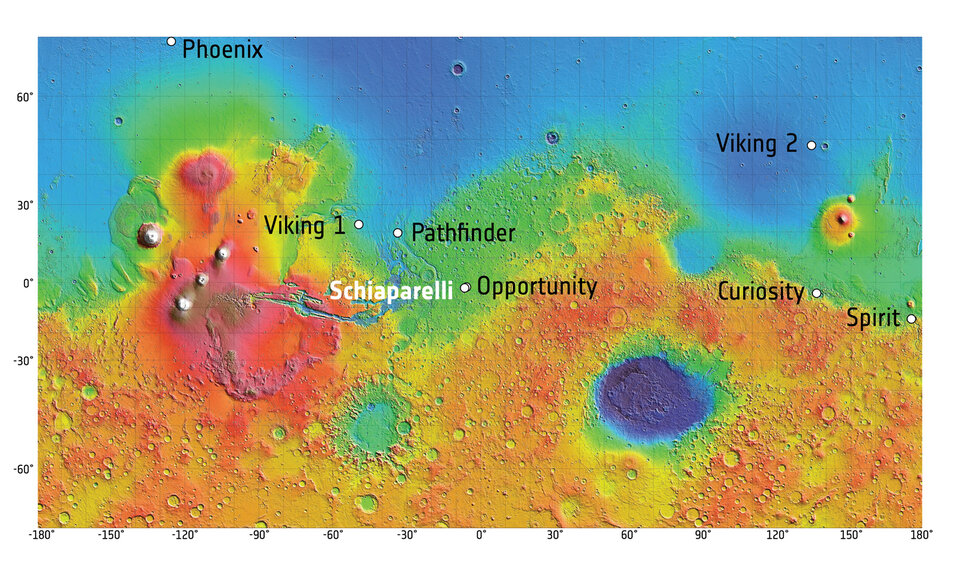 Landing sites on Mars