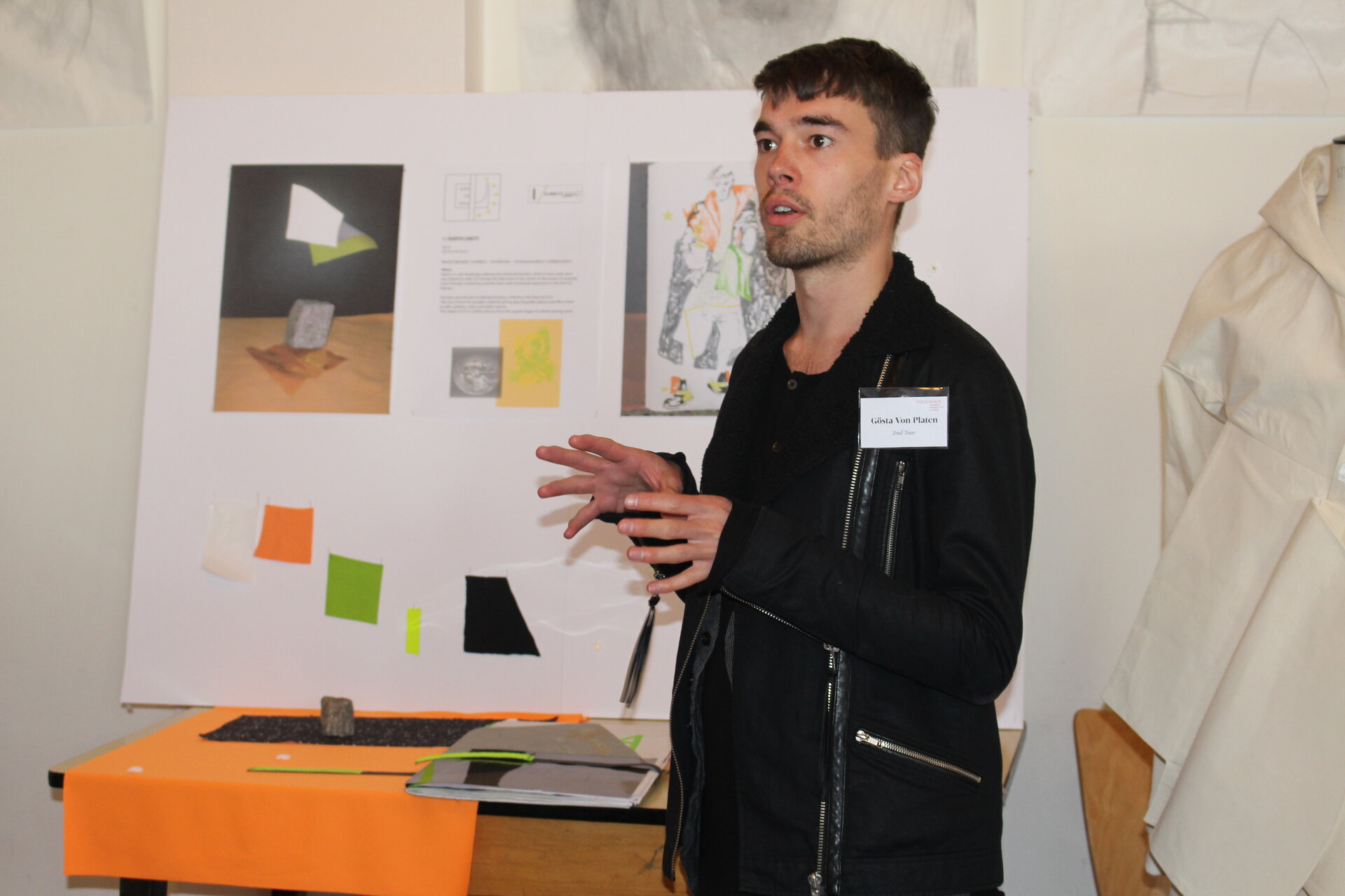 Student presenting his design