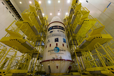 Soyuz VS14 upper composite in the S3B preparation building