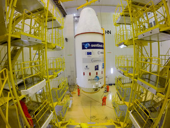 Soyuz VS14 upper composite in the S3B preparation building