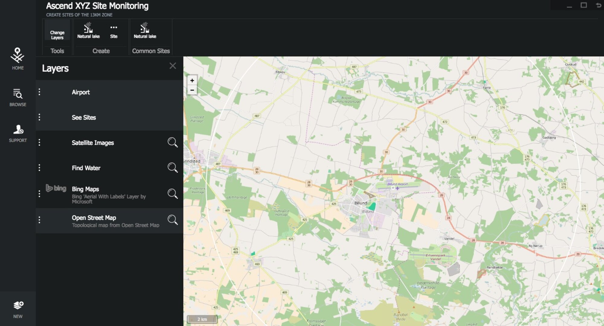 Field personnel locate sites through satnav