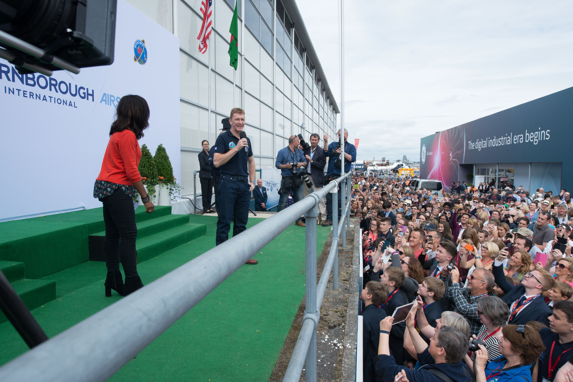Tim Peake on the balcony at Farnborough Airshow 2016