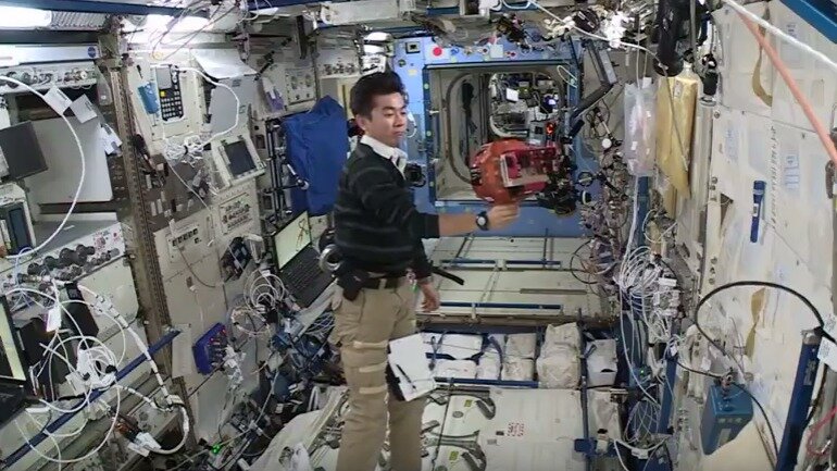 Spheres drone with ISS crewman