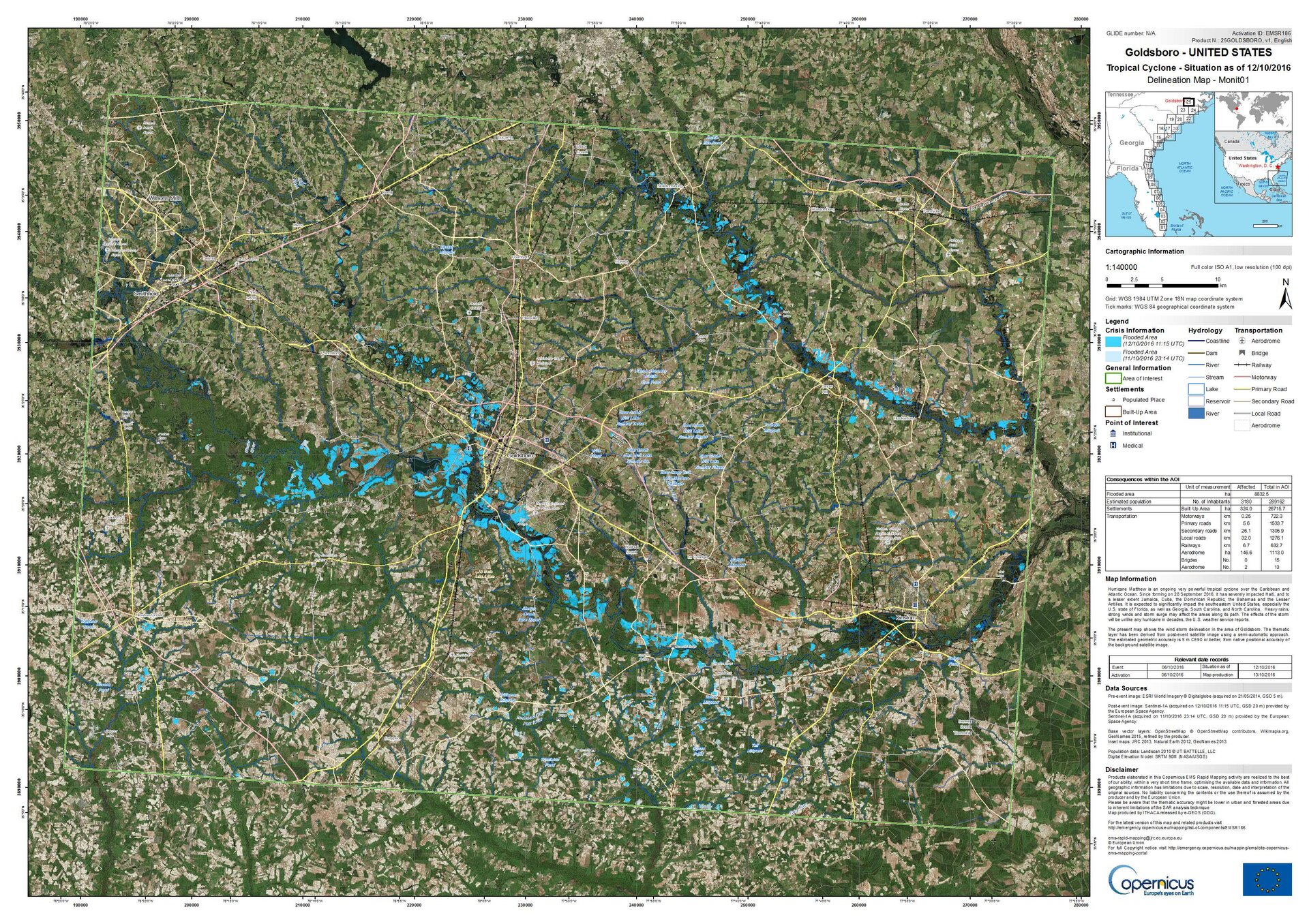 Flood delineation map, Goldsboro, United States